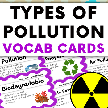 Preview of Humans and The Environment: Types of Pollution Vocabulary Cards