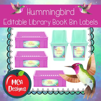 Preview of Hummingbird Editable Classroom Library Book Bin Labels