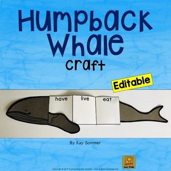Preview of Humpback Whale Graphic Organizer Craft EDITABLE