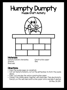 Humpty Dumpty Craft Activity by Oh Miss Jill | Teachers Pay Teachers