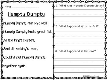 Humpty Dumpty Literacy Activities by Shahna Ahmed | TpT
