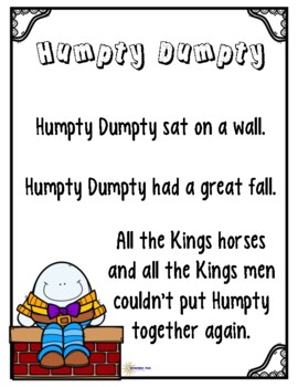 Humpty Dumpty Nursery Rhyme- Literacy Pack by Learning Fun for early ...