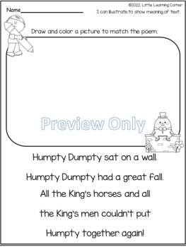 Humpty Dumpty Poetry Packet by Sarah Griffin Little Learning Corner