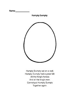 Preview of Humpty Dumpty nursery rhyming activity