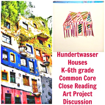 Preview of Hundertwasser Art Lesson Houses Grade K 6th Grade Art History Drawing