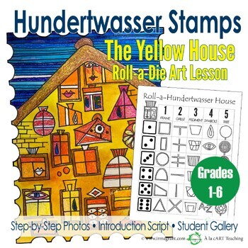 Preview of Hundertwasser Stamps: The Yellow House Roll-a-Die Art Lesson for Kids