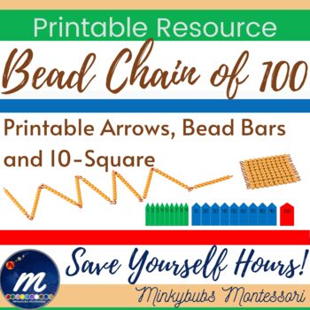 Preview of Hundred Bead Chain Square and Arrows Printable Standard Size with Correct Font