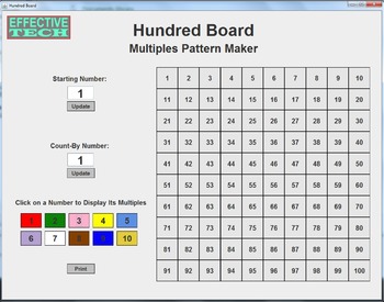 Preview of Hundred Board Multiples Software Activity and Instructions