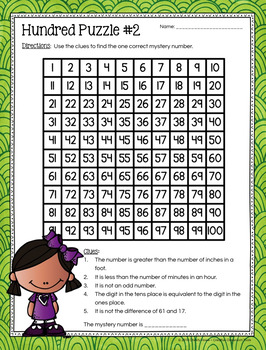 hundred board number puzzles math enrichment activities 2nd grade