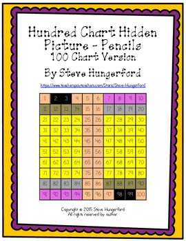 Preview of Hundred Chart Hidden Picture - Pencils (100 Chart Version)