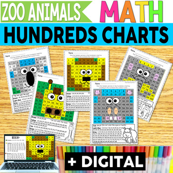 Preview of Hundreds Chart - Color by Number - With Digital Resources 