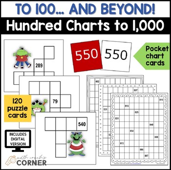 Preview of Hundred Charts and Hundred Chart Missing Number Puzzles to 1000