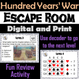 Hundred Years' War Activity Escape Room (European History: