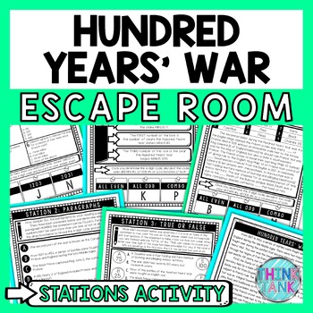Preview of Hundred Years War Escape Room Stations - Reading Comprehension Activity