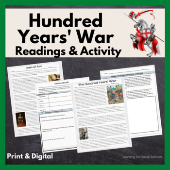 Preview of Hundred Years' War and Joan of Arc Reading with Political Cartoon Activity