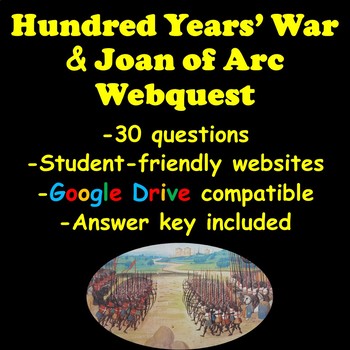 Preview of Hundred Years' War and Joan of Arc Webquest