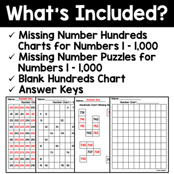 hundreds chart missing number puzzles numbers 101 999 tpt