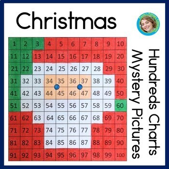 Preview of Christmas Winter Holidays 100s Chart Mystery Pictures Blank and Numbered Charts