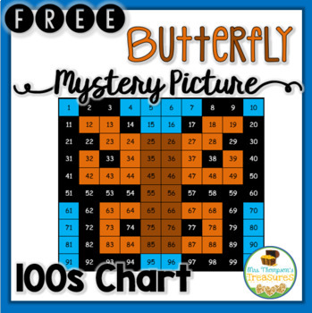 Preview of FREE Butterfly Hundreds Chart Mystery Picture