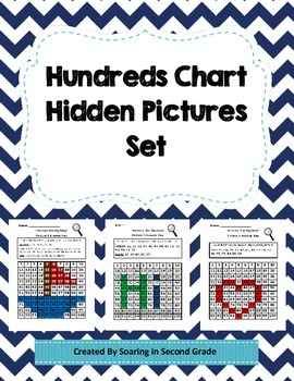 Preview of Hundreds Chart Hidden Pictures Math Place Value Practice