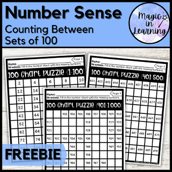 Preview of Hundreds Chart Missing Number Puzzle | FREE
