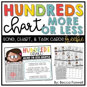 Preview of Hundreds Chart More or Less Song, Chart, and Task Cards FREEBIE