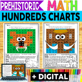 Hundreds Chart - Prehistoric Animals - Color by Number - W