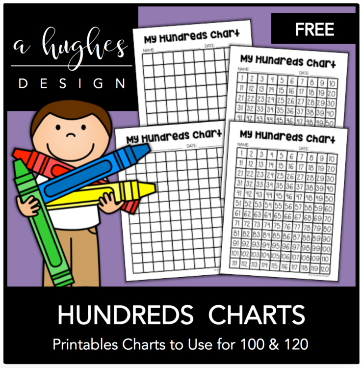 free hundreds chart printables 100 and 120 a hughes design tpt