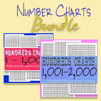 Preview of Hundreds Charts Bundle!  Hundreds Charts: 1 to 2,000 : Transparent Included