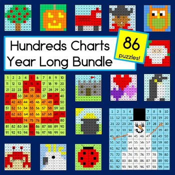 Hundreds Chart Mystery Pictures Year Long Bundle