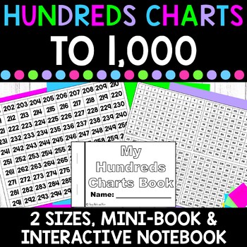 Preview of Hundreds Charts to 1,000 | Interactive Notebook | Mini Book | 100 Chart