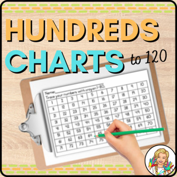 Preview of Trace and Write Hundreds Chart:  36 charts from 1-10 to 1-120 number recognition