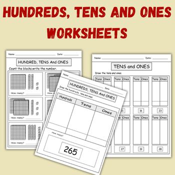 Preview of Hundreds, Tens and Ones Worksheets Activity For Kids