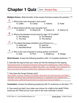 The Hunger Games Quizzes & Final Exam - Chapters 1-27 with Answer Key