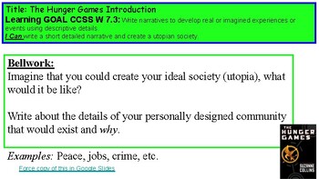 Preview of Hunger Games Guided Reading Unit/Novel Google Slides - CCSS w/I Can Statements!
