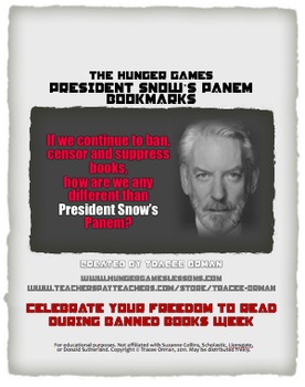 Preview of Free Hunger Games President Snow Censorship Bookmarks #weholdthesetruths