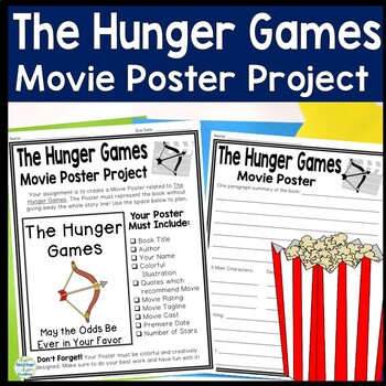 Preview of Hunger Games Project | Create a Movie Poster | Hunger Games Book Report Activity