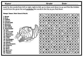 hunger games word search worksheet no prep sub plan by nitin sharma