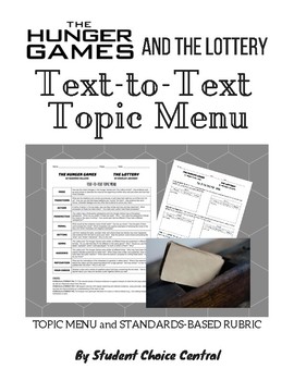 Preview of Hunger Games and The Lottery Text-To-Text Topic Menu - Gifted / Differentiation