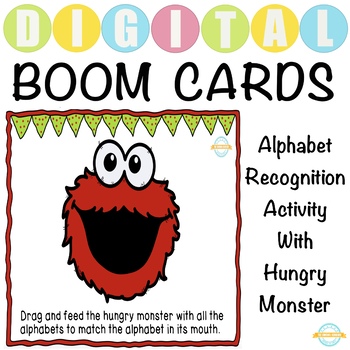 Preview of Hungry Alphabet Monster - Uppercase Alphabet Recognition - Boom Cards™