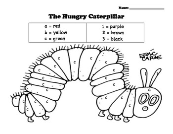 Hungry Caterpillar Color by Number by Basler's Best | TpT