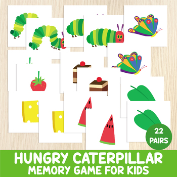Preview of Hungry Caterpillar Memory Game, Matching Activity, Eric Carle Unit Study