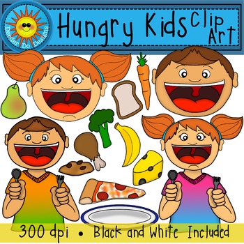 Preview of Hungry Kids and Food Clip Art
