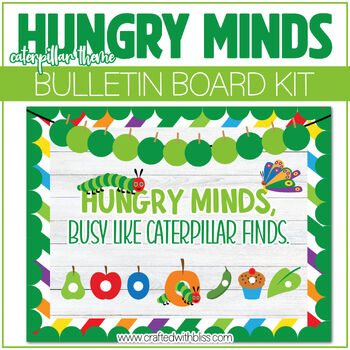 Preview of Hungry Minds Caterpillar Theme Bulletin Board Kit Door Classroom Decor Bulletin