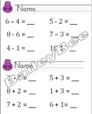 Hungry hippo math addition and subtraction activity