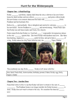 Preview of Hunt for the Wilderpeople - Plot Summary as Cloze Test(s)