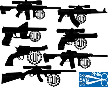 Download Hunting Gun Arms Clip Art svg monogram outline military vinyl war shape png -31S