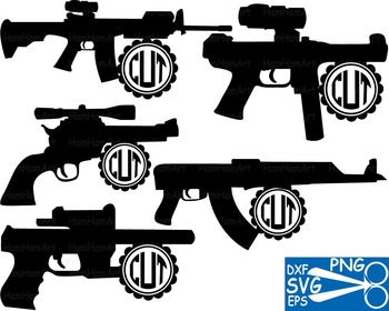 Download Hunting Gun Arms Clip Art Svg Monogram Outline Military Vinyl War Shape Png 31s