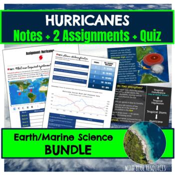 Preview of Hurricane BUNDLE - Notes, Assignments, and Quiz on Hurricanes