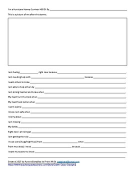 Preview of Hurricane Aftermath Student Reflection Sheet English Spanish Bilingual